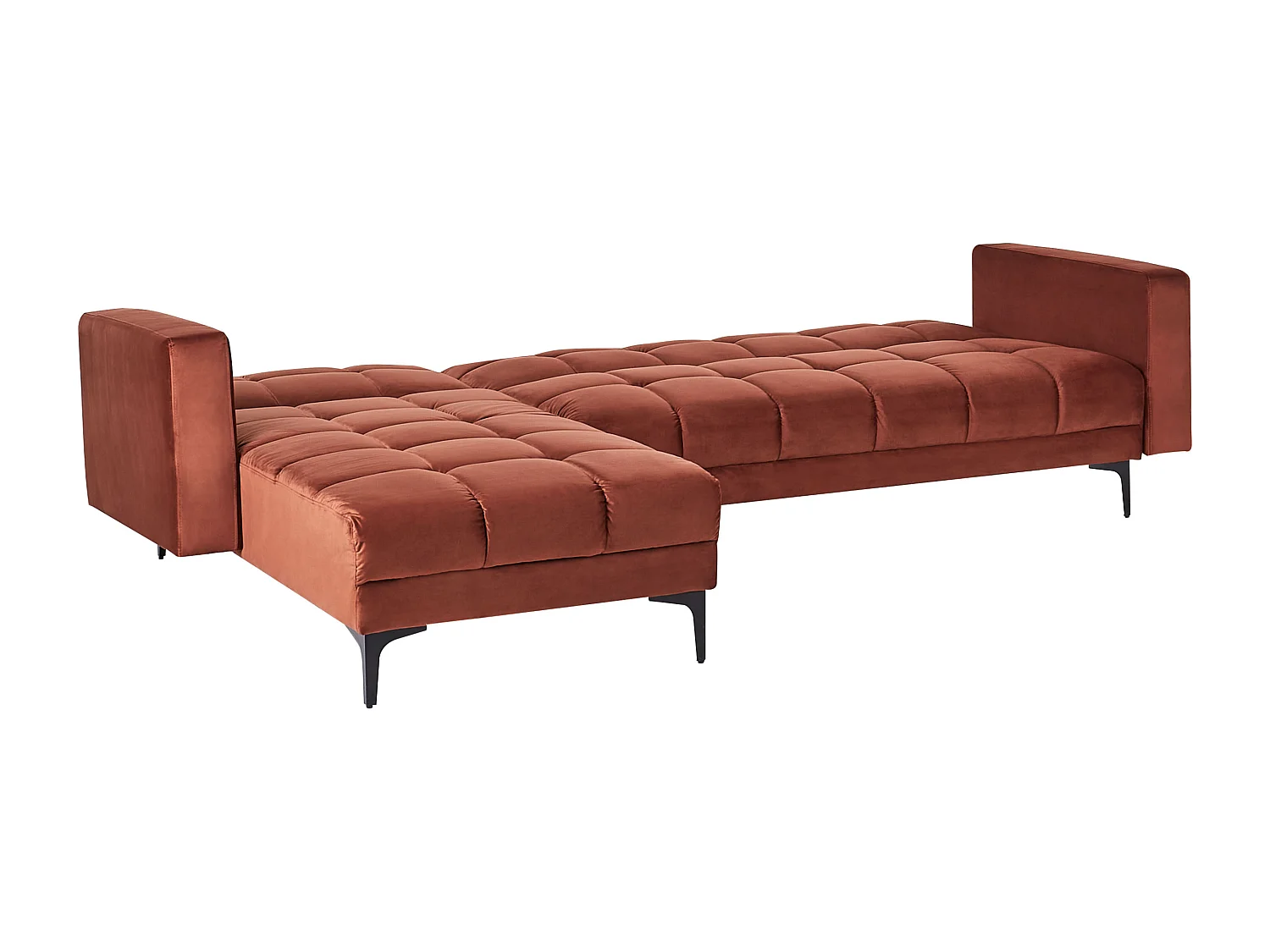 Divano letto angolare modulare ALNES Velluto Rosso chiaro 4 posti Lato destro