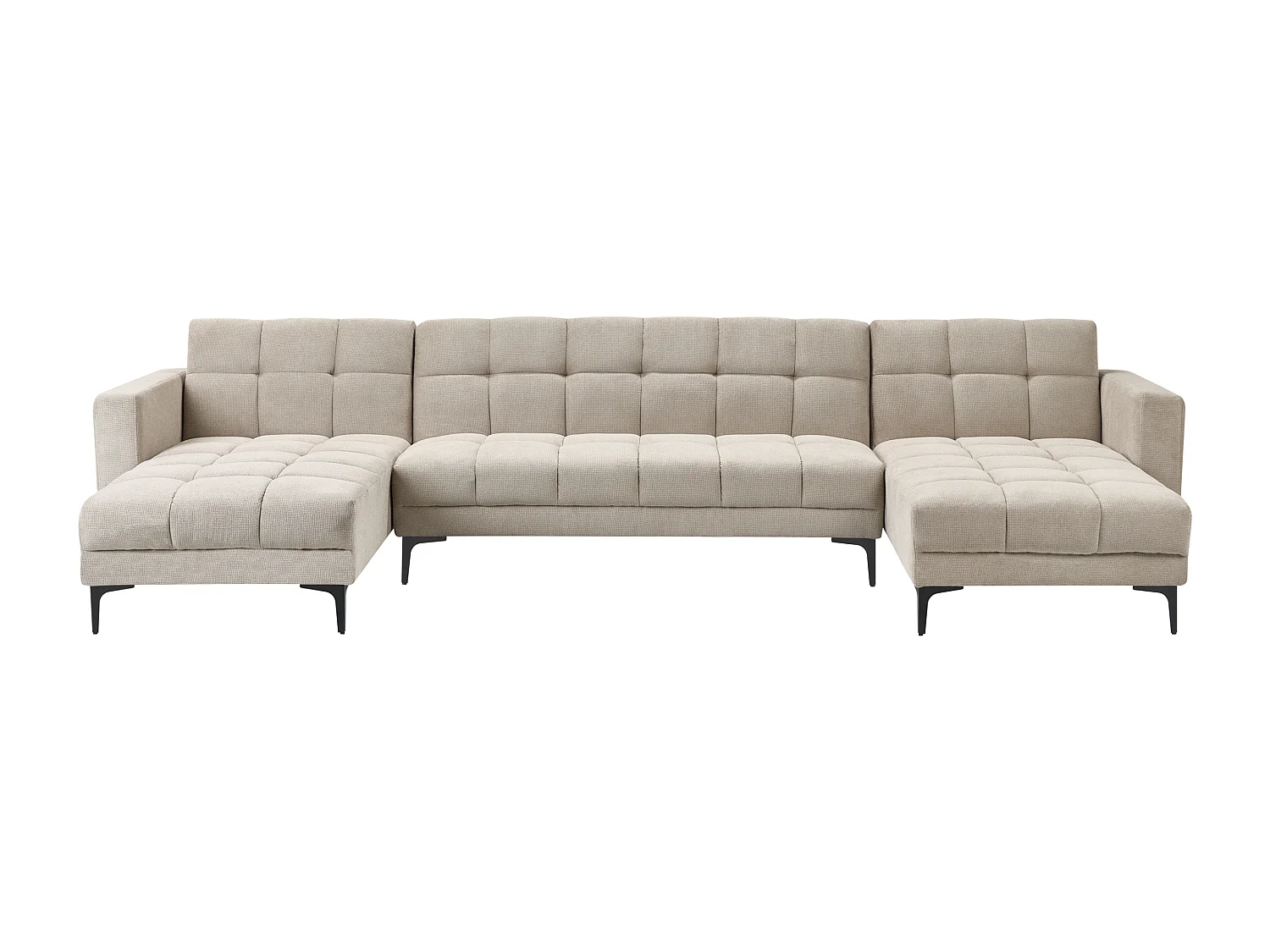 Canapé-lit modulable en forme de U 5 places ALNES Tissu Beige