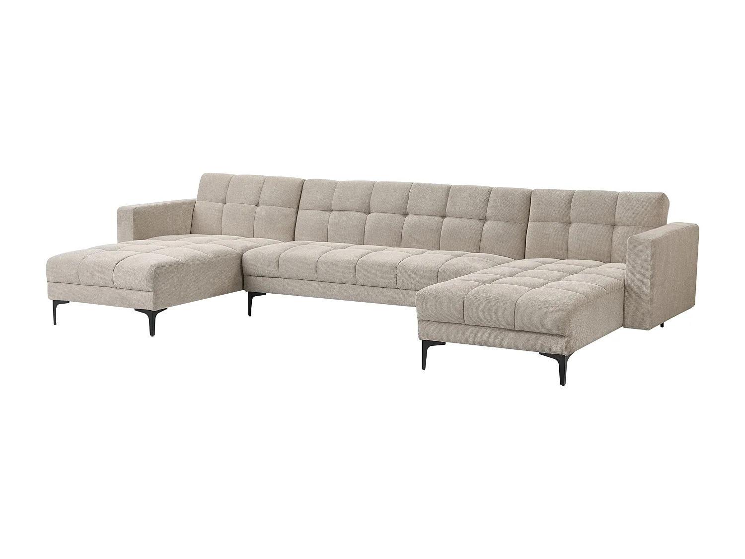 Canapé-lit modulable en forme de U 5 places ALNES Tissu Beige