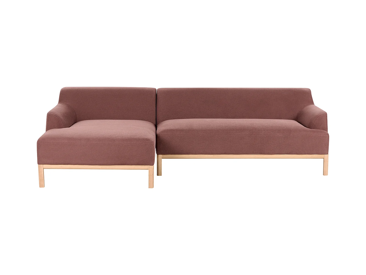 Canapé d'Angle à gauche Pieds en Bois Meuble Coin de Salon en Tissu Polyester Rouge Bordeaux Sosjo