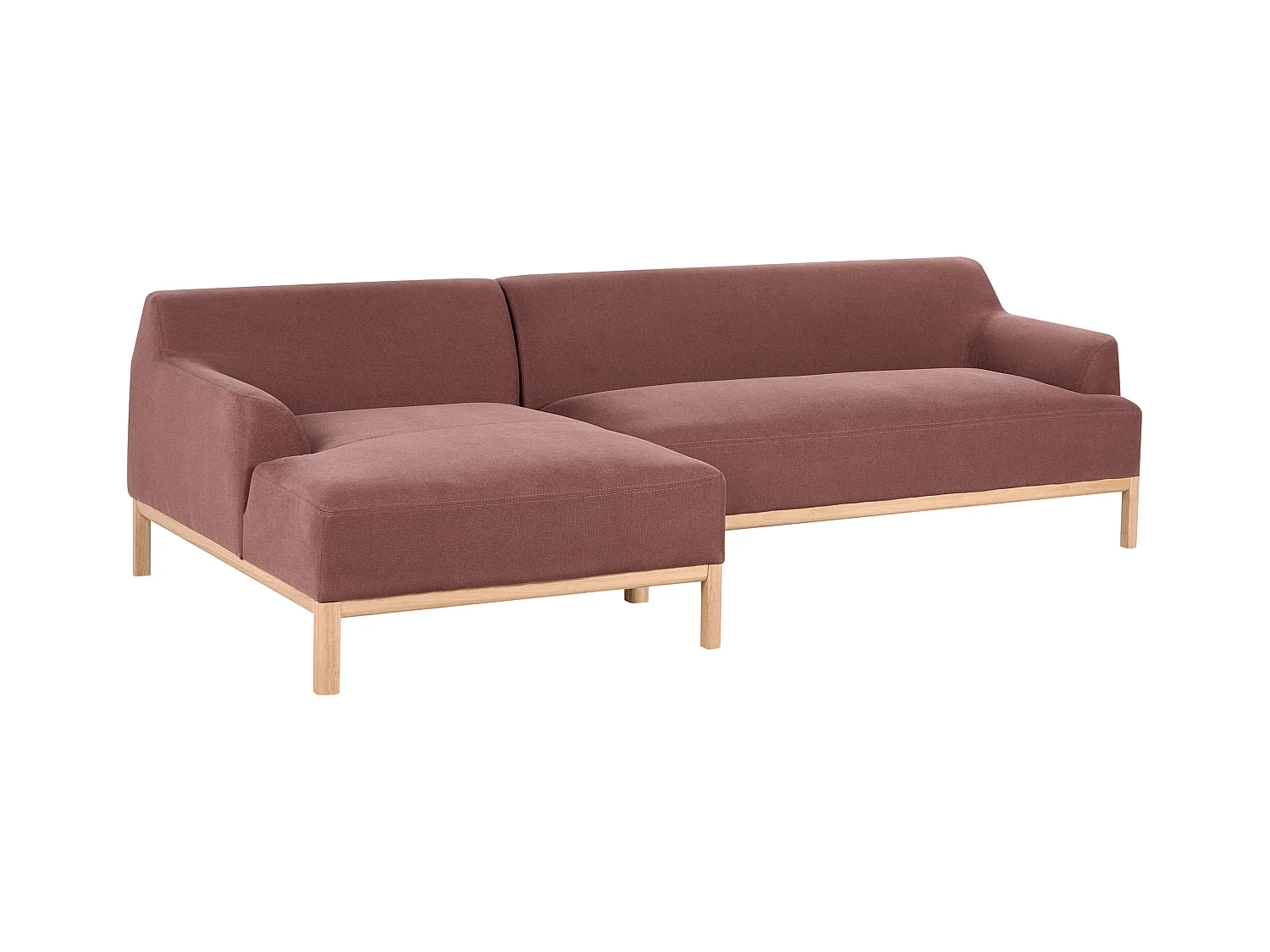 Canapé d'Angle à gauche Pieds en Bois Meuble Coin de Salon en Tissu Polyester Rouge Bordeaux Sosjo