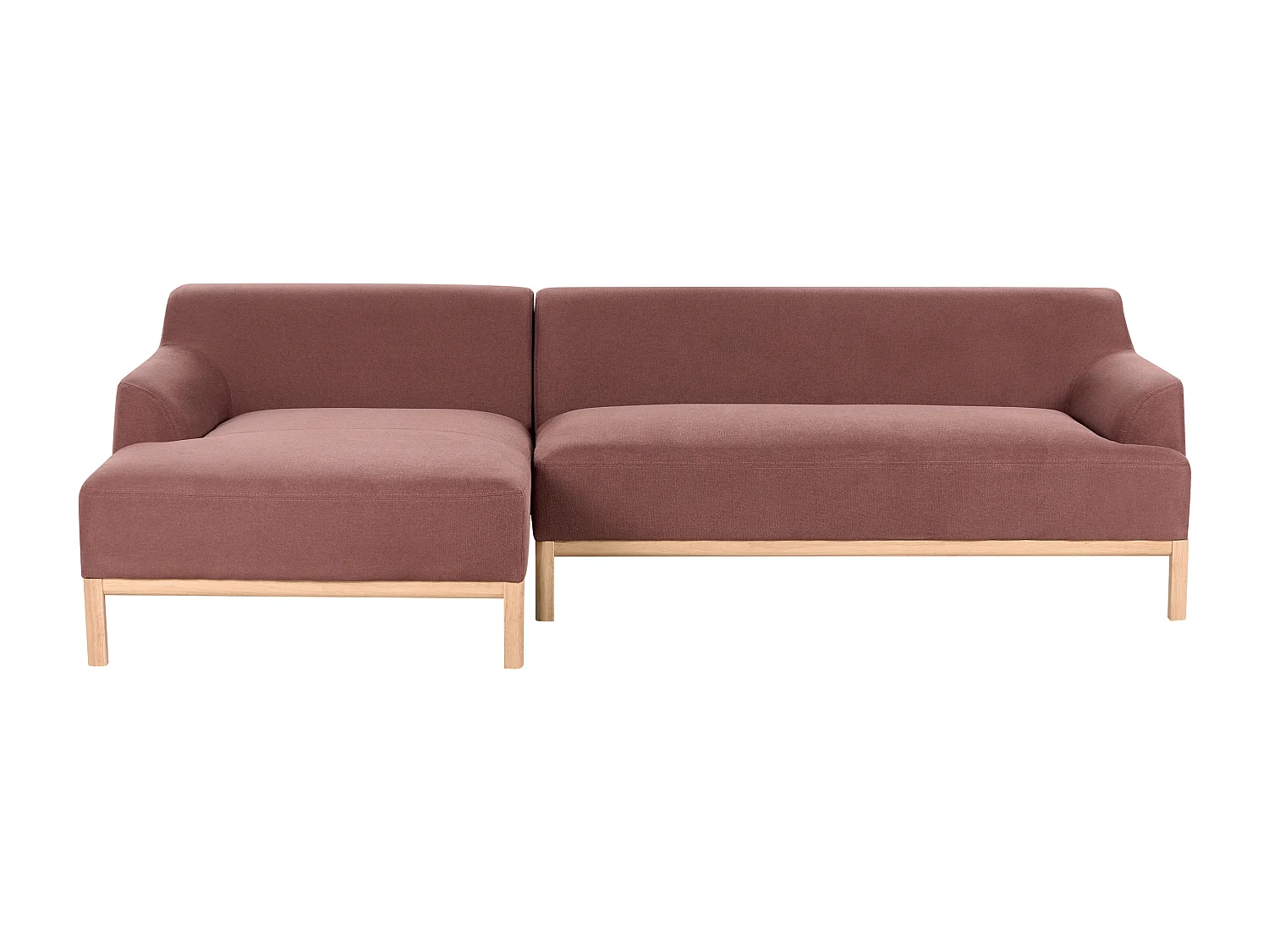 Canapé d'Angle à gauche Pieds en Bois Meuble Coin de Salon en Tissu Polyester Rouge Bordeaux Sosjo