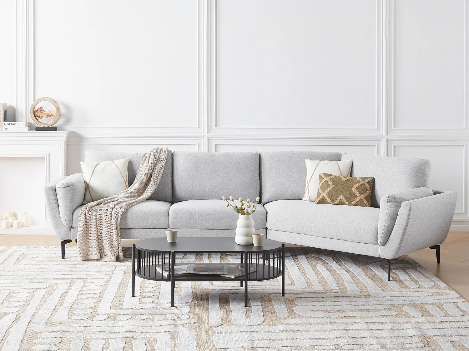 Sofa KANSSELI Jasnoszary dla 3 osób