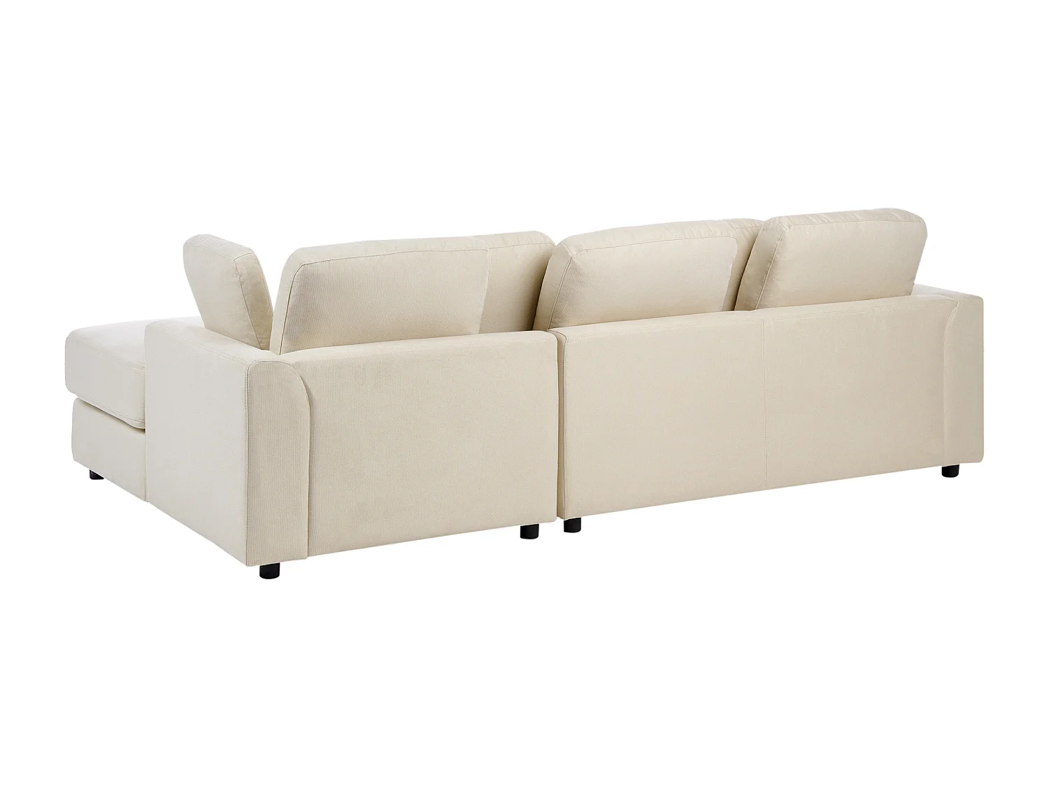 Canapé d'angle 4 places KOHLO Tissu Beige clair avec ottoman Côté droite