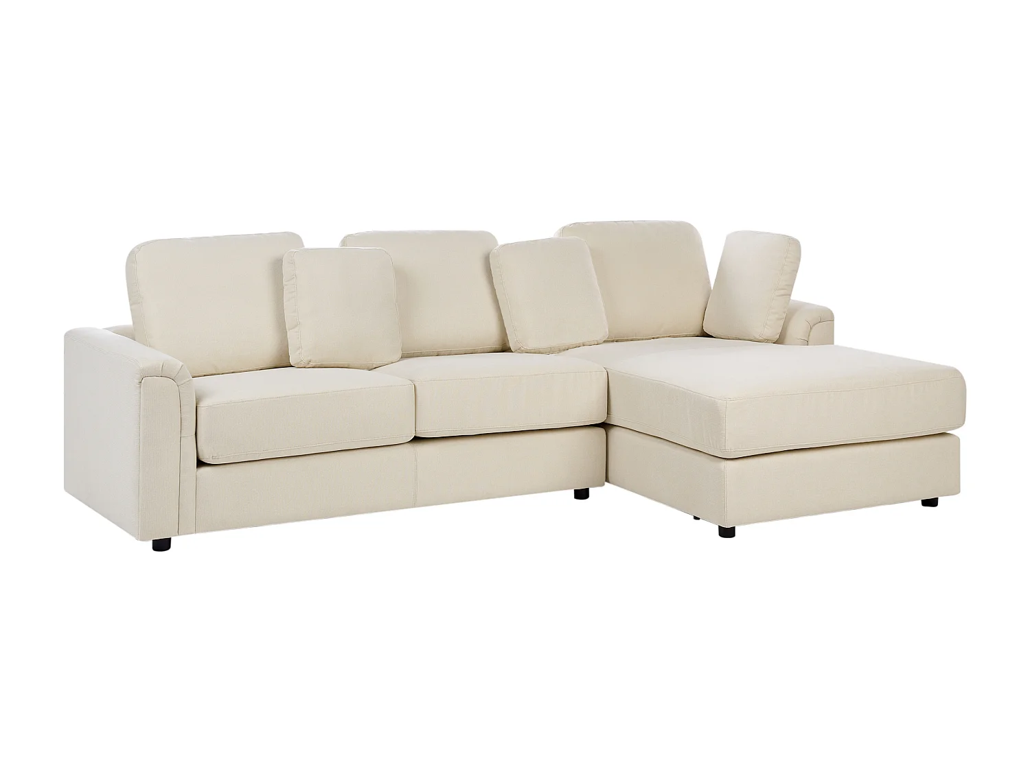 Canapé d'angle 4 places KOHLO Tissu Beige clair avec ottoman Côté droite