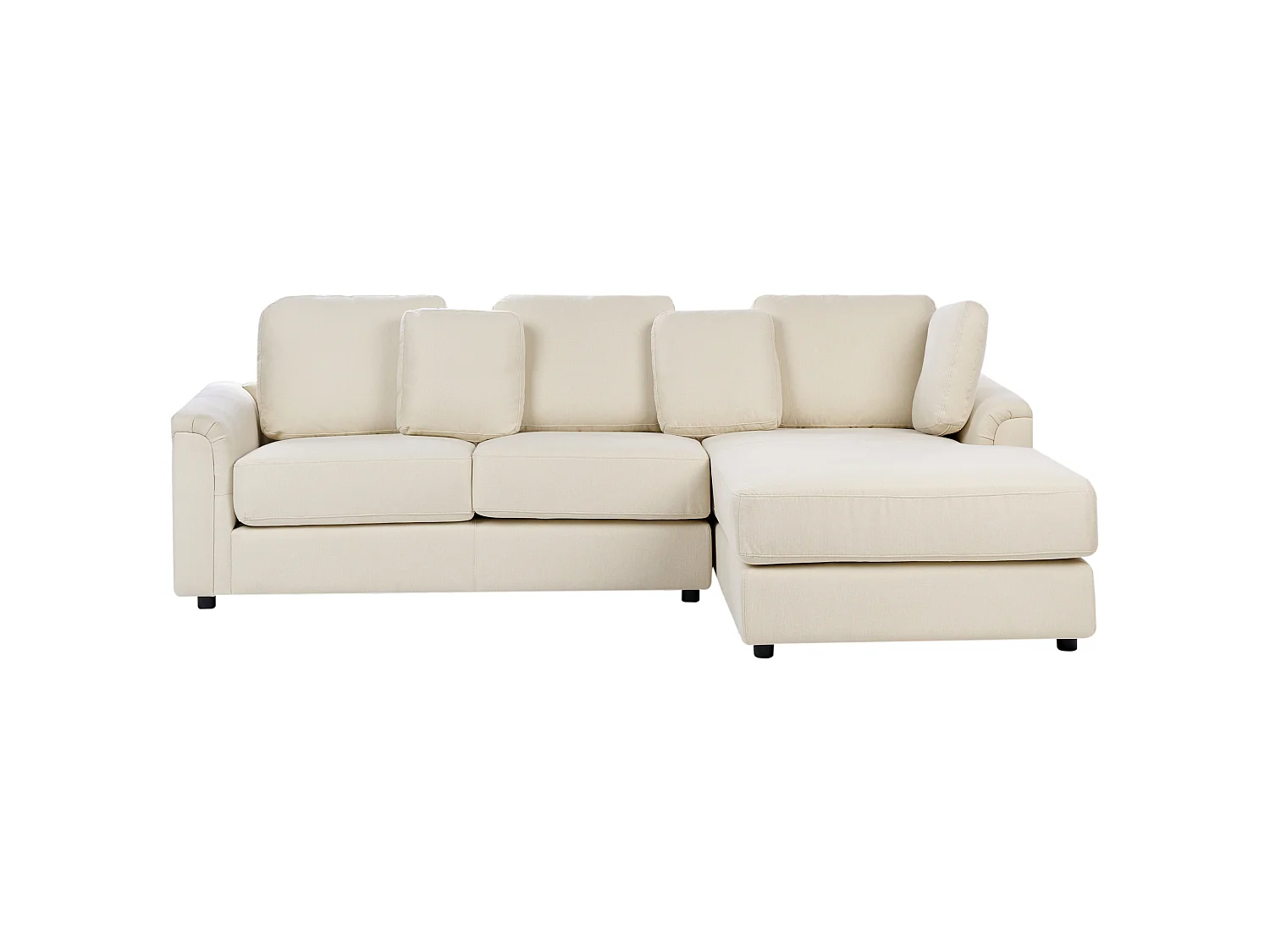 Canapé d'angle KOHLO Tissu Beige clair avec ottoman 4 places Côté gauche