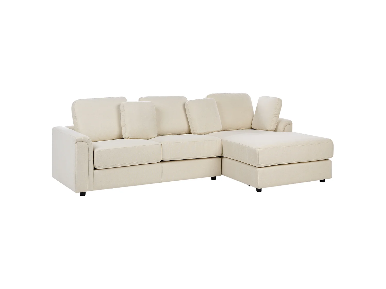 Canapé d'angle KOHLO Tissu Beige clair avec ottoman 4 places Côté gauche