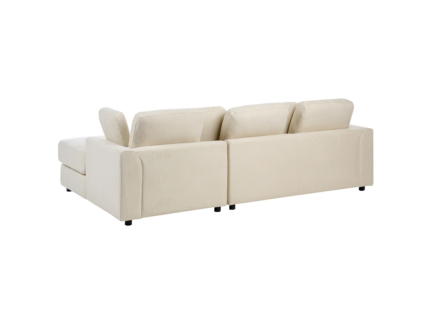 Canapé d'angle KOHLO Tissu Beige clair avec ottoman 4 places Côté gauche