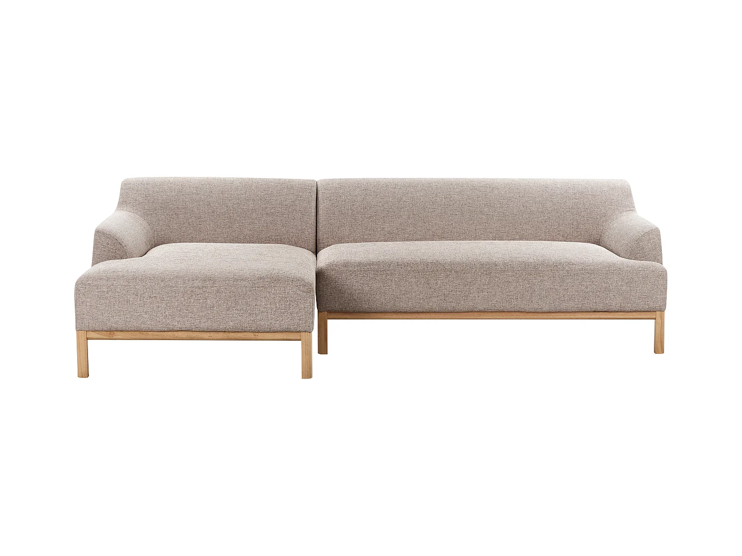 Canapé d'Angle à gauche Pieds en Bois Meuble Coin de Salon en Tissu Polyester Marron Clair Sosjo