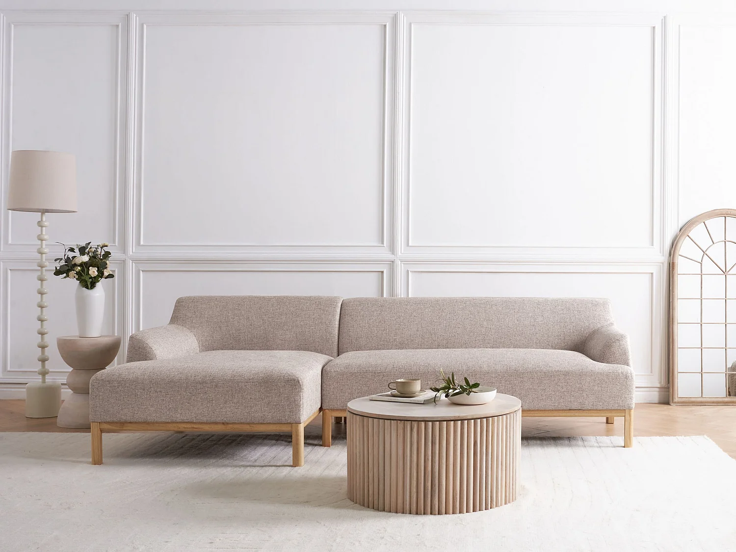 Narożnik SOSJO Jasnobrązowy dla 3 osób Prawostronny