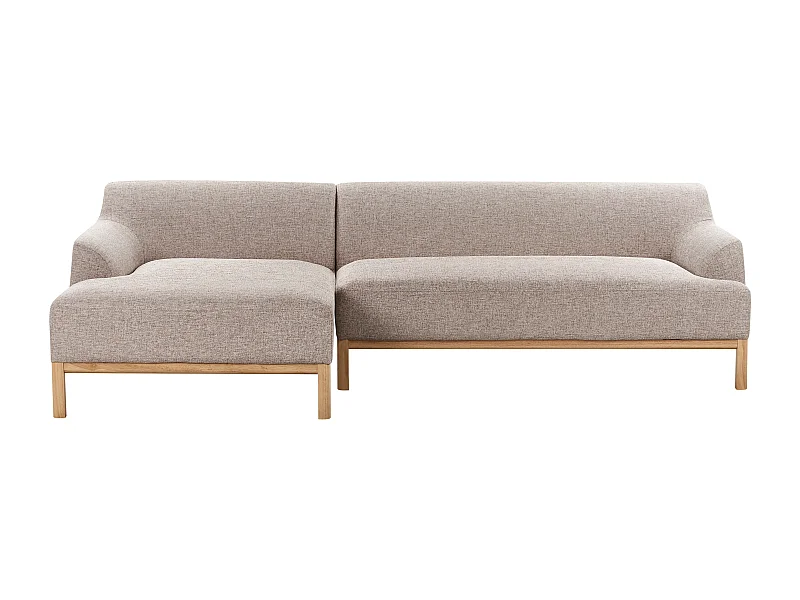 Canapé d'Angle à gauche Pieds en Bois Meuble Coin de Salon en Tissu Polyester Marron Clair Sosjo