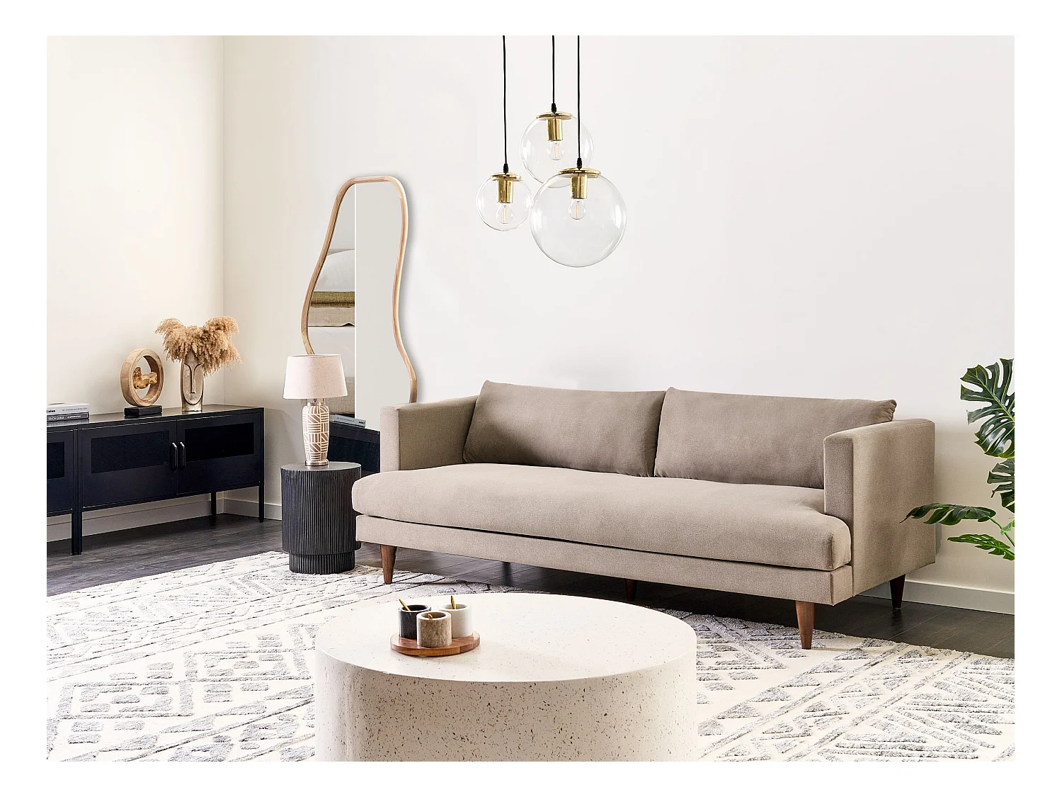 Canapé 3 places JARPEN Tissu Marron clair