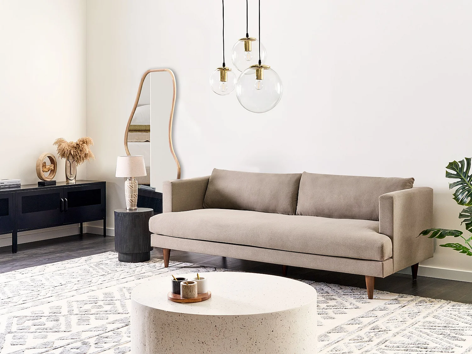 Canapé 3 places JARPEN Tissu Marron clair