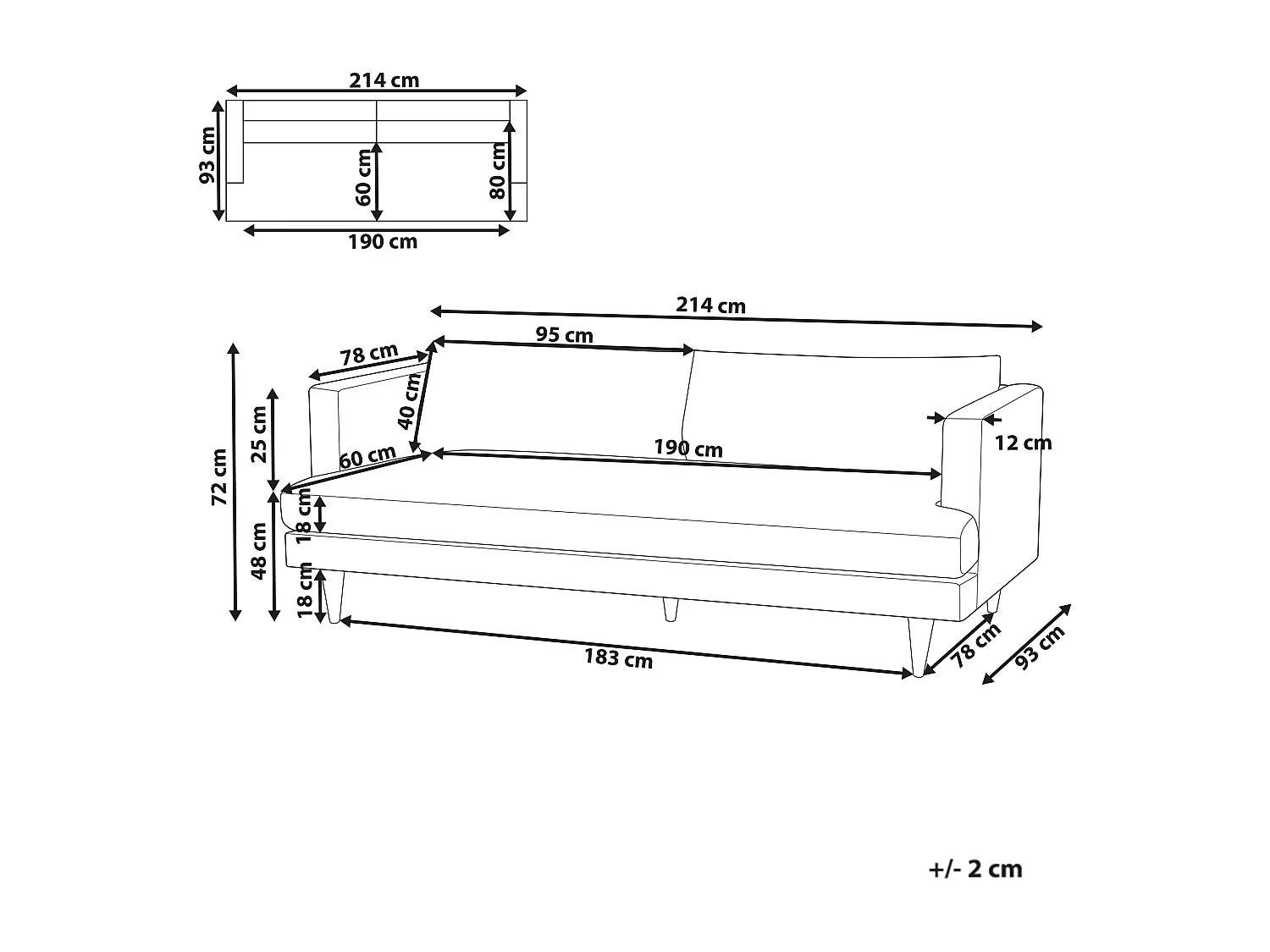 Canapé 3 places JARPEN Tissu Marron clair