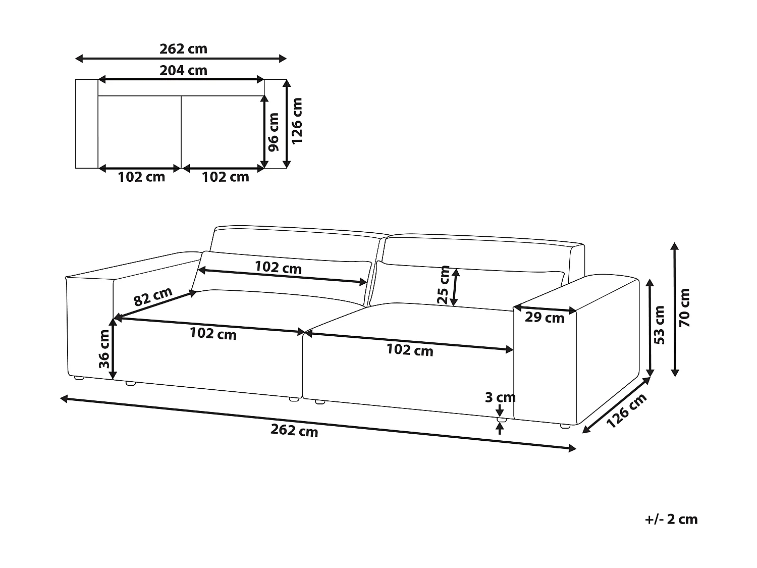 Modul 2-Sitzer Sofa Stoff braun mit Armlehnen 2 Dekokissen Skandi Hellnar
