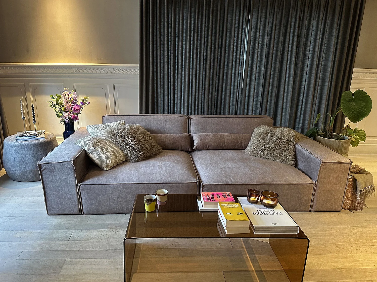 Modulsofa HELLNAR Stoff Hellbraun 2-Sitzer