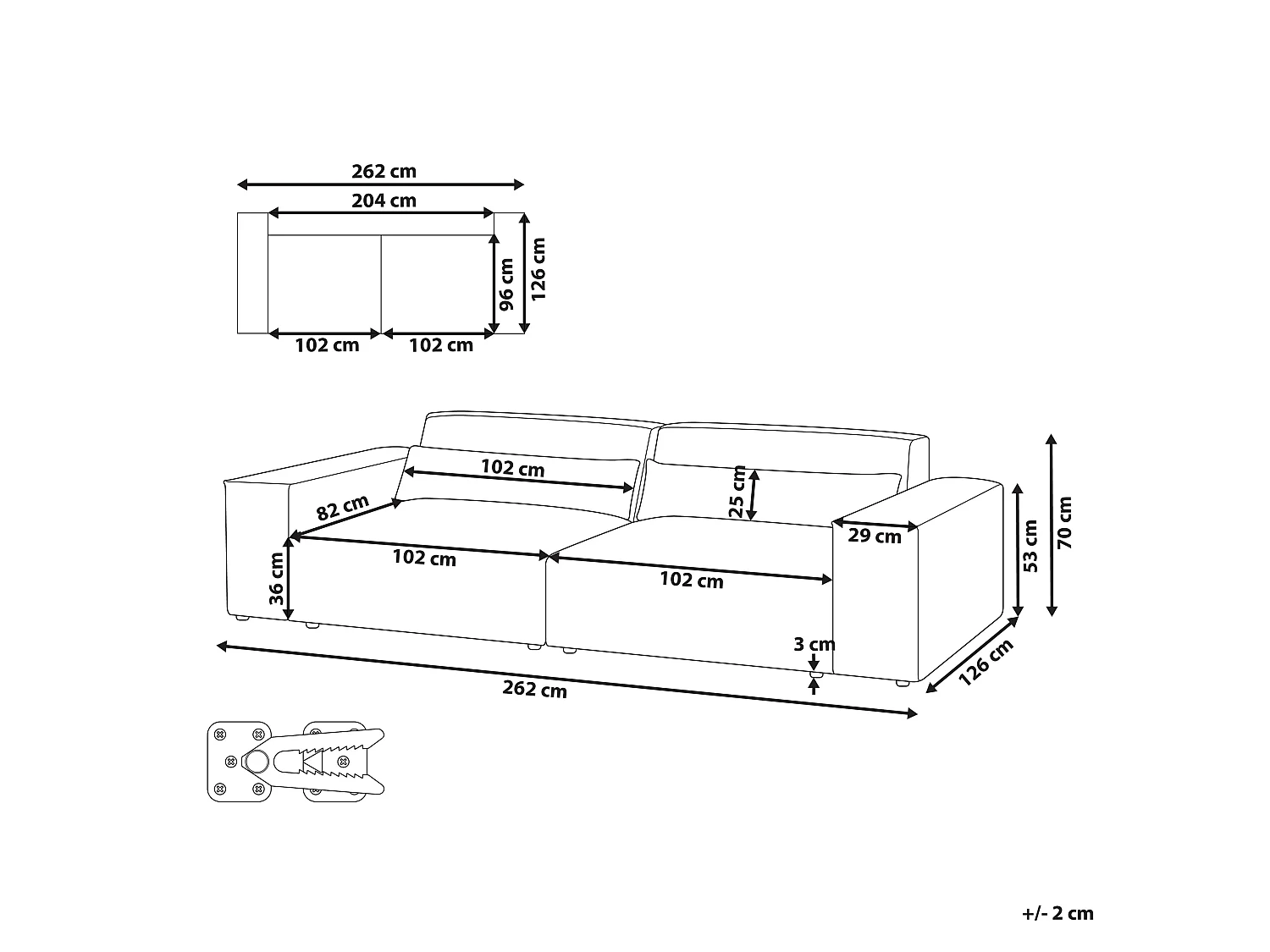 Modulaire bank HELLNAR Stof Lichtbruin 2-zitter