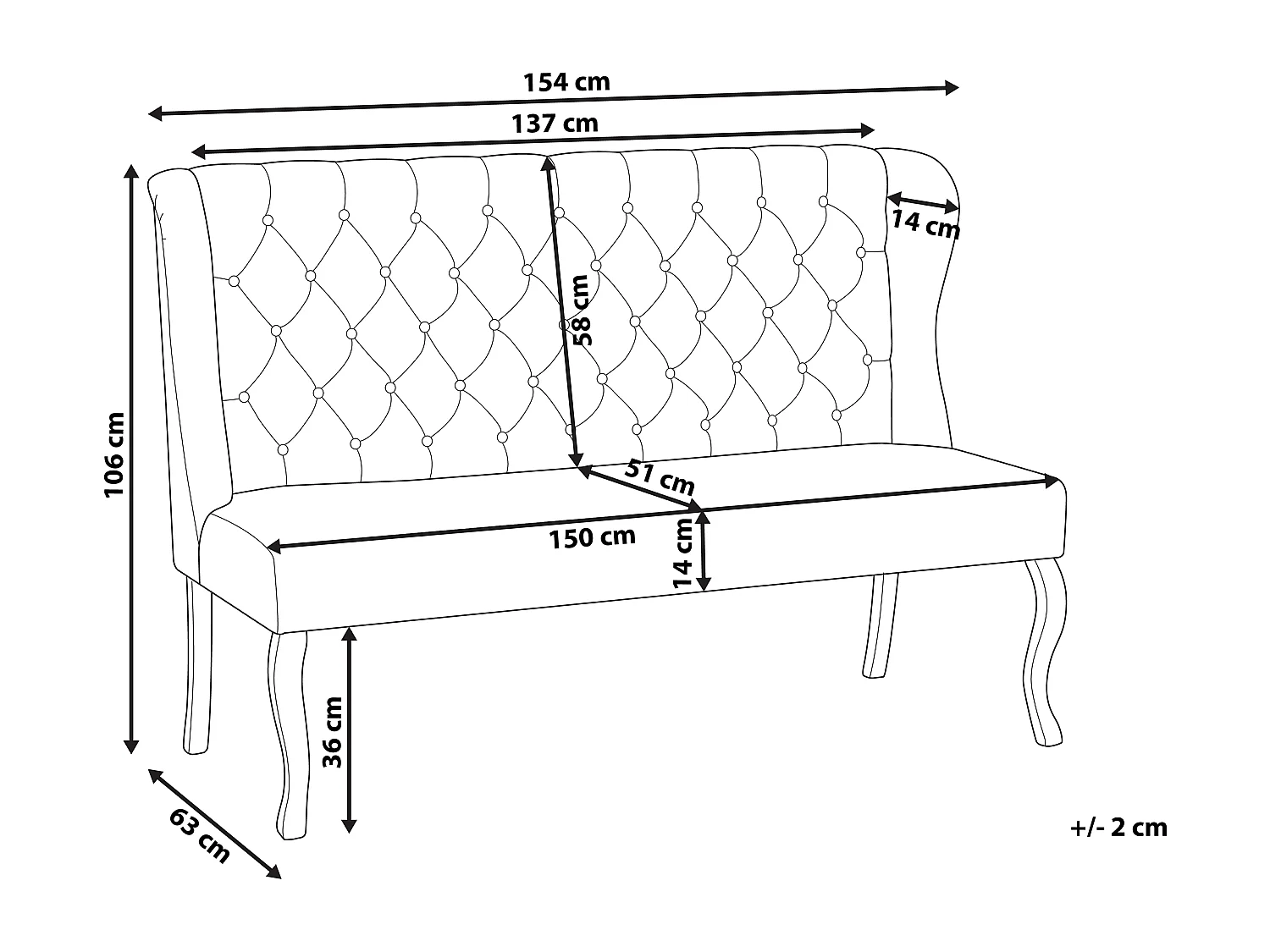 Modernes 2-Sitzer Küchensofa Stoffbezug creme Holzbeine Ohrensofa Torsby