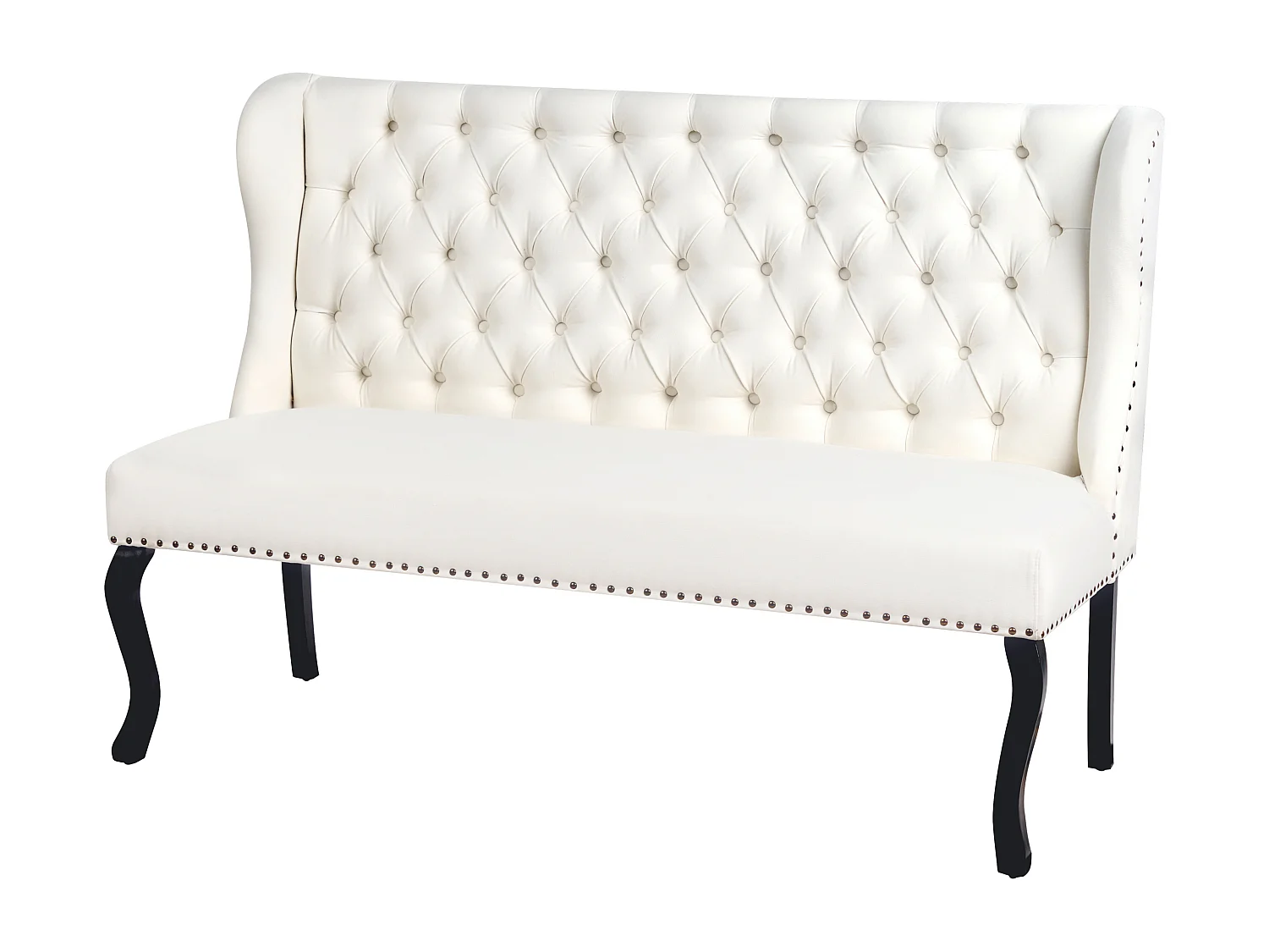 Modernes 2-Sitzer Küchensofa Stoffbezug creme Holzbeine Ohrensofa Torsby