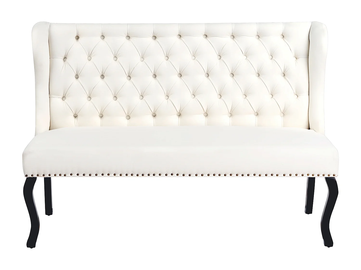 Modernes 2-Sitzer Küchensofa Stoffbezug creme Holzbeine Ohrensofa Torsby