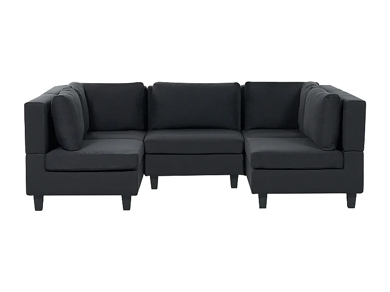Canapé modulable en forme de U 5 places UNSTAD Tissu Noir
