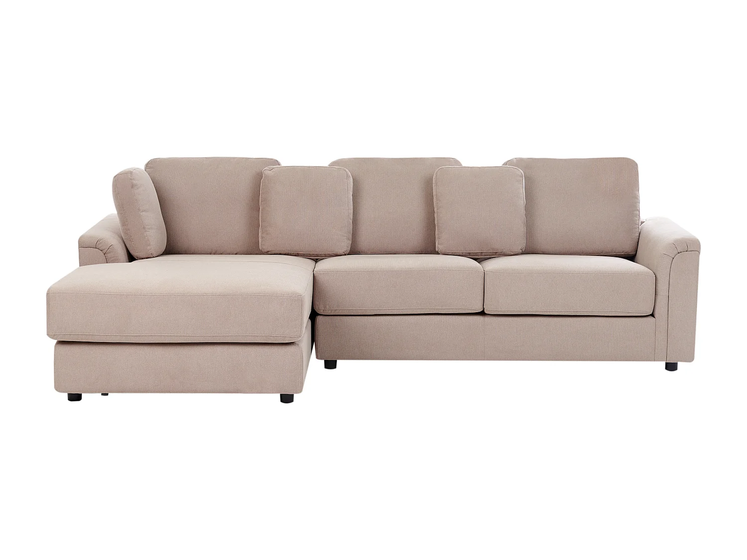 Divano angolare KOHLO Tessuto Tortora con ottomana 4 posti Lato destro