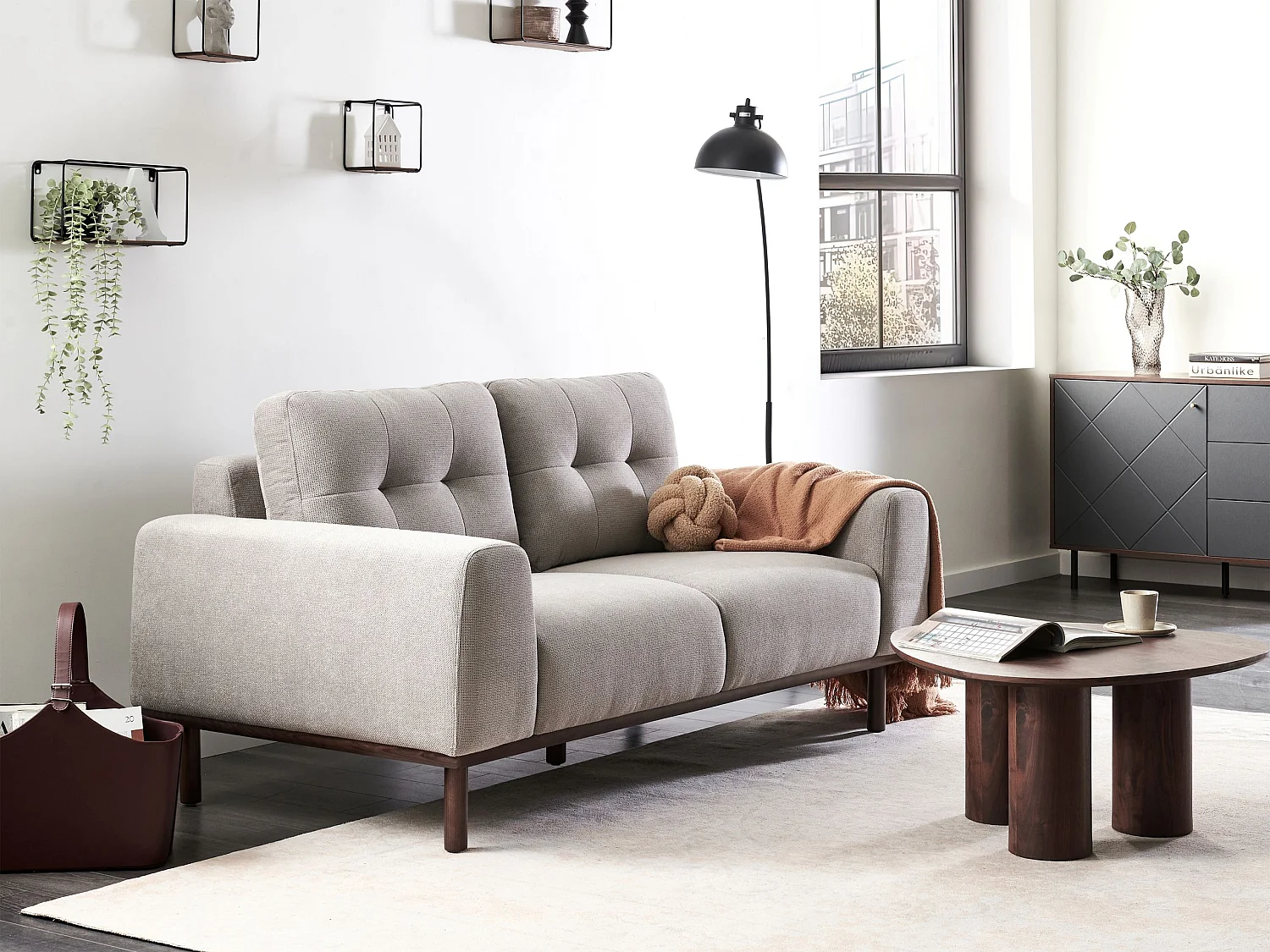 Sofa LAURILA Stoff Hellgrau 2-Sitzer