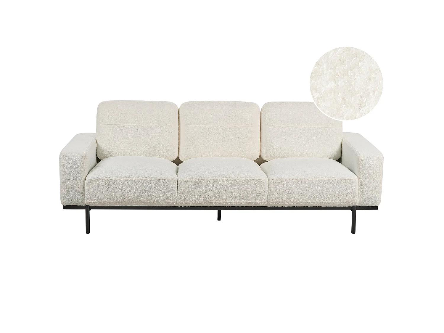 Sofa SOVIK Bouclé Cremeweiss 3-Sitzer