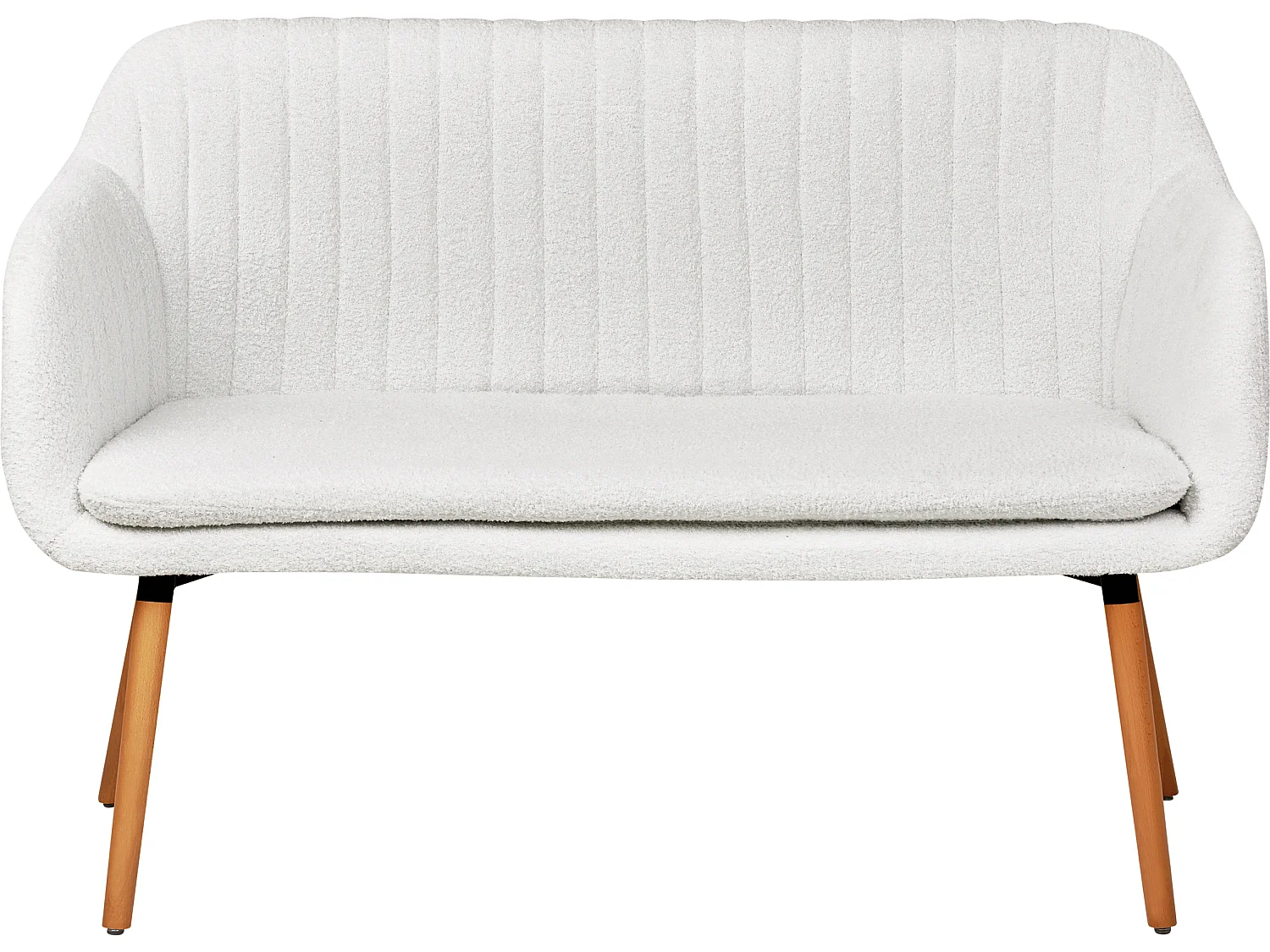 Banc rembourré 2 places TABY Bouclé Blanc cassé