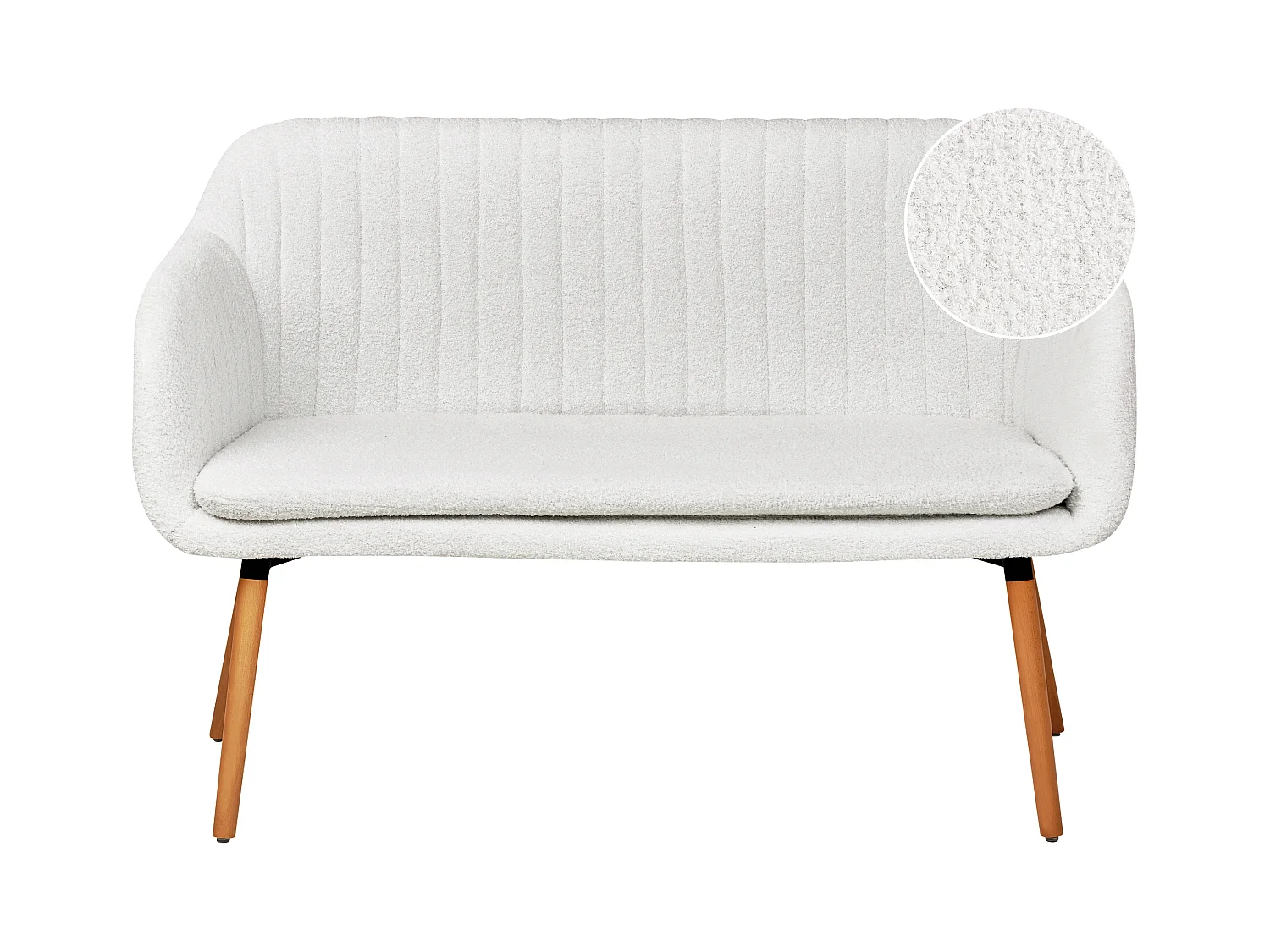 Banc rembourré 2 places TABY Bouclé Blanc cassé