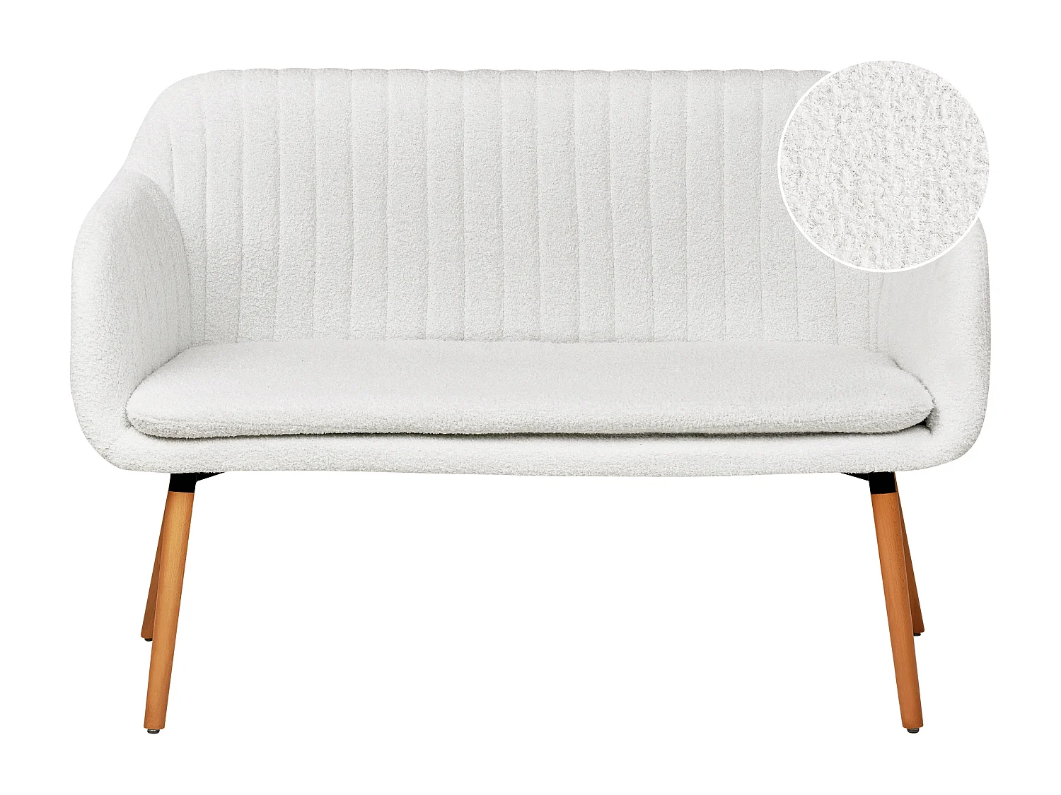 Banco tapizado TABY Bouclé Blanco crema 2 plazas