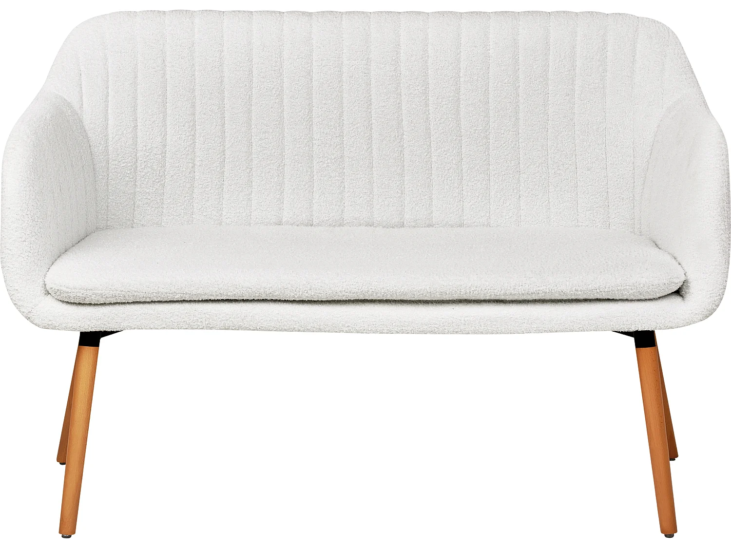 Banco tapizado TABY Bouclé Blanco crema 2 plazas