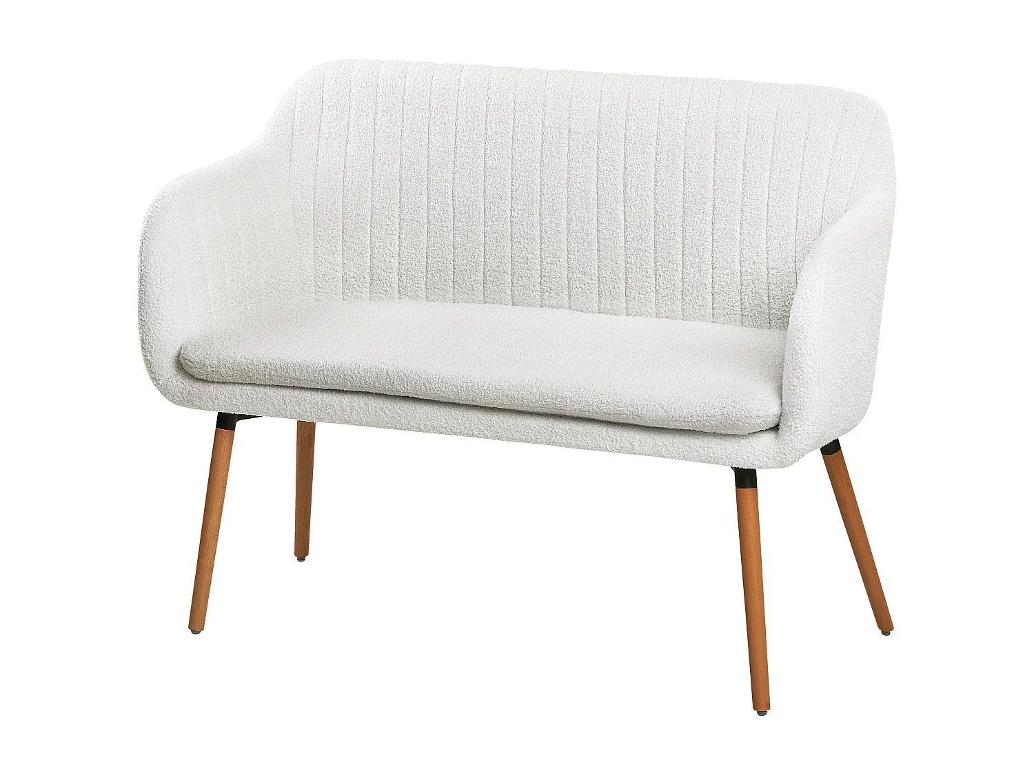 Banco tapizado TABY Bouclé Blanco crema 2 plazas