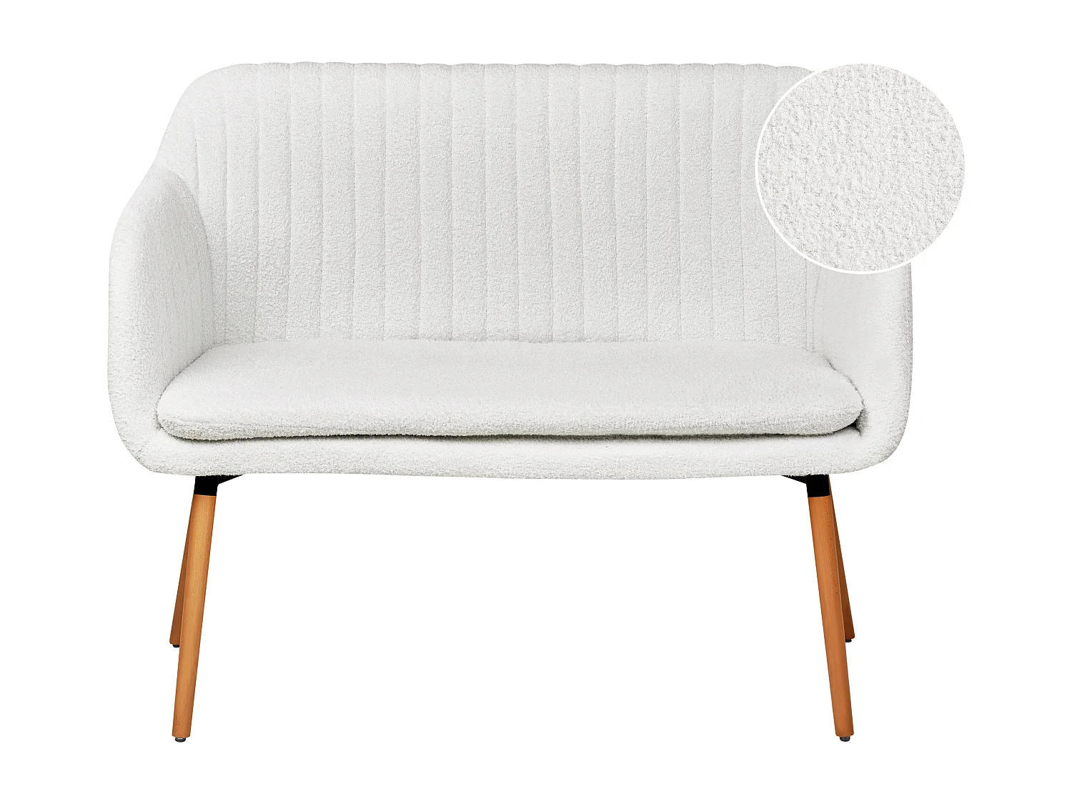 Banc rembourré TABY Bouclé Blanc cassé 2 places