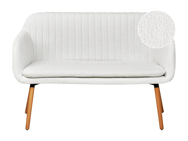 Banc rembourré 2 places TABY Bouclé Blanc cassé