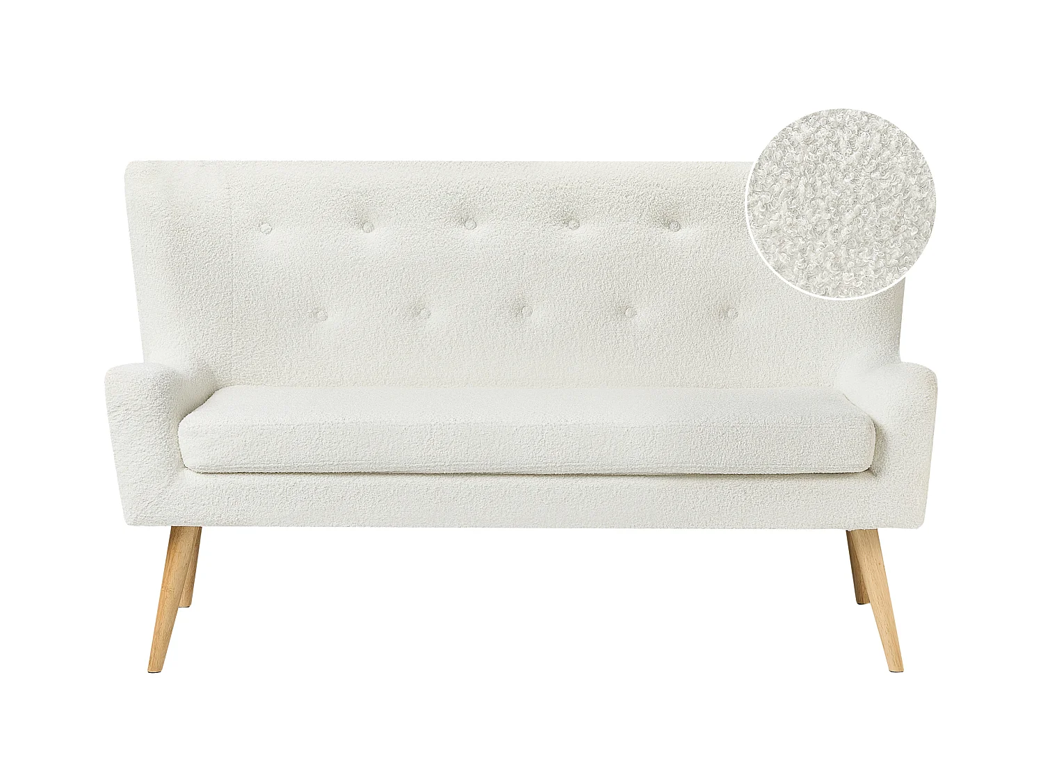 Banc rembourré 2 places SKIBBY Bouclé Blanc cassé