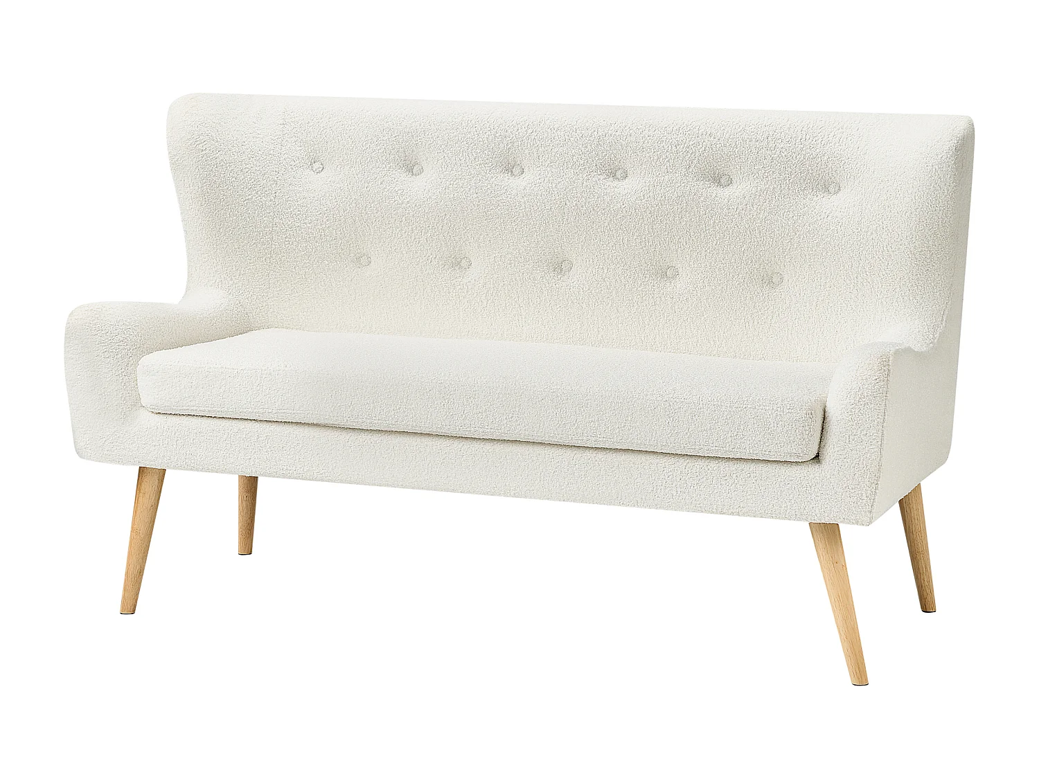 Banco estofado SKIBBY Bouclé Branco creme 2 lugares