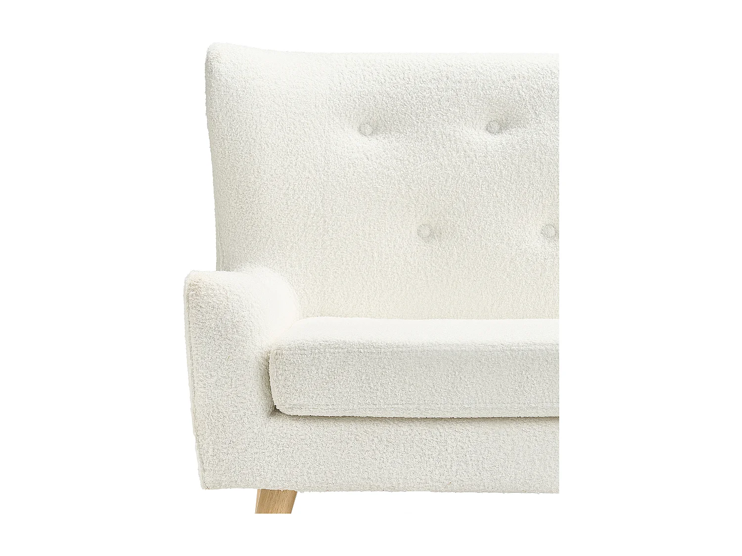 Banc rembourré 2 places SKIBBY Bouclé Blanc cassé