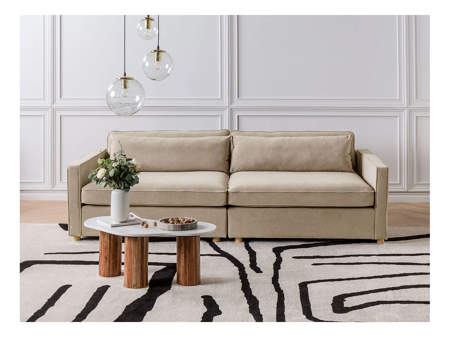 Sofa VINSTRA Stoff Taupe 3-Sitzer