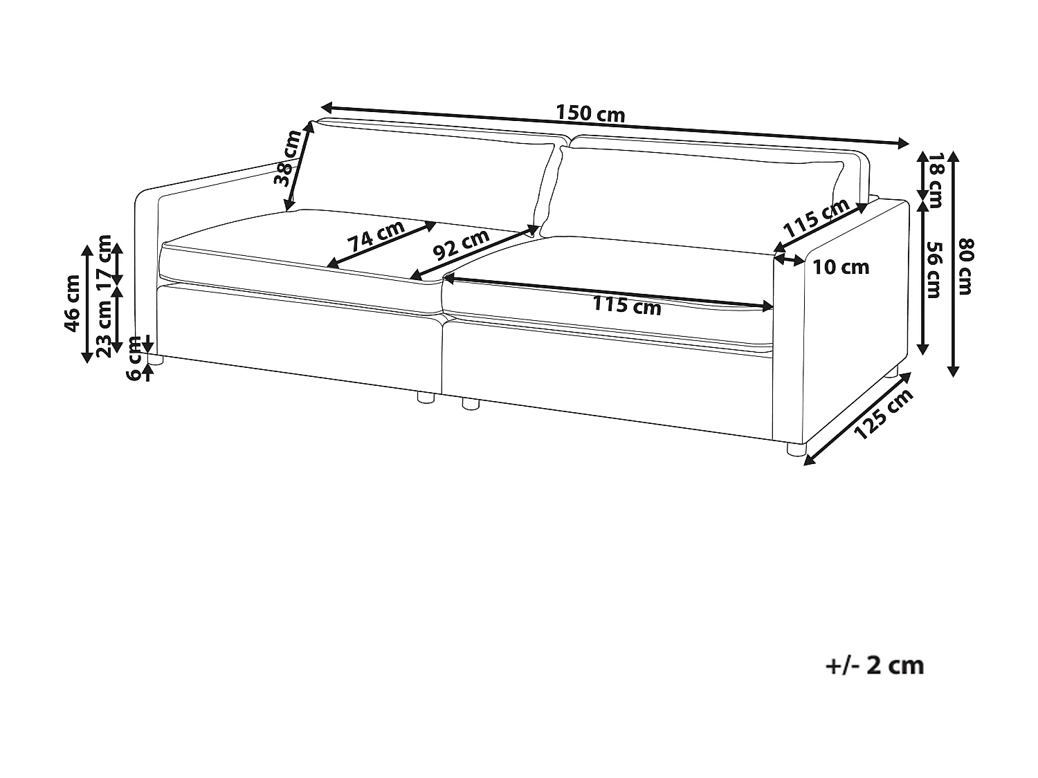 Sofa VINSTRA Stoff Taupe 3-Sitzer