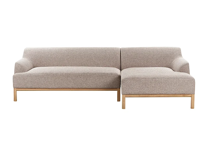 Canapé d'Angle à droite Pieds en Bois Meuble Coin de Salon en Tissu Polyester Marron Clair Sosjo