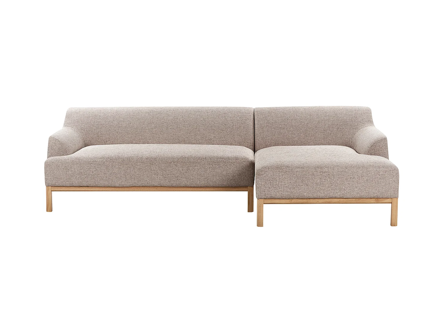 Canapé d'Angle à droite Pieds en Bois Meuble Coin de Salon en Tissu Polyester Marron Clair Sosjo