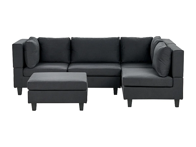Modul Ecksofa UNSTAD Stoff Schwarz mit Ottomane 4-Sitzer linksseitig