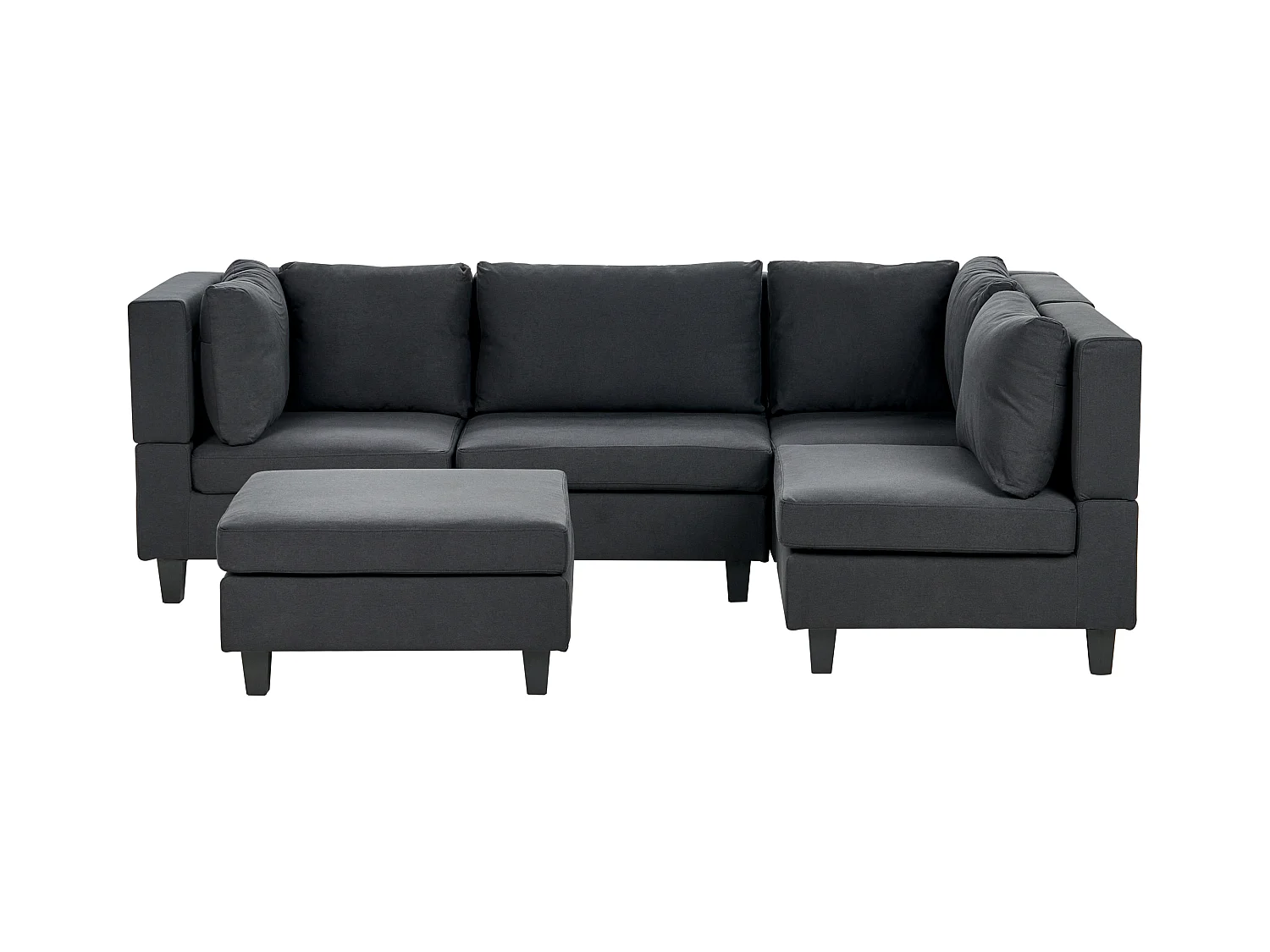 Modul Ecksofa UNSTAD Stoff Schwarz mit Ottomane 4-Sitzer linksseitig