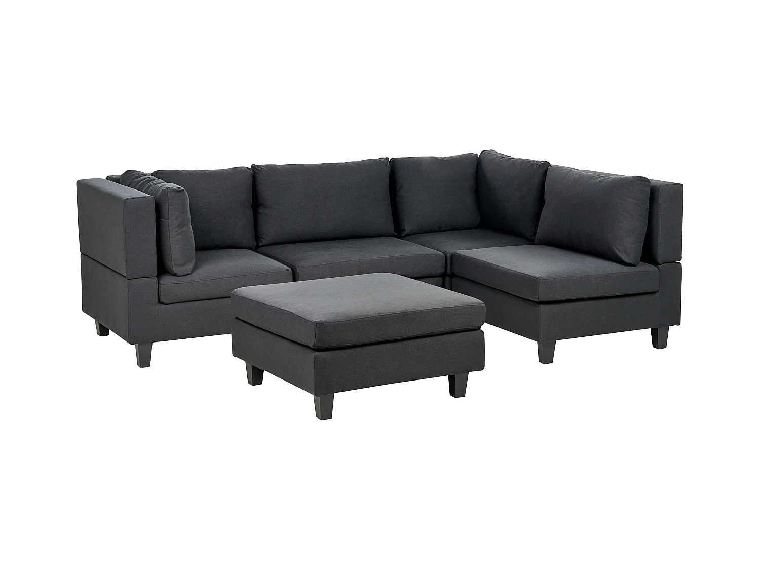 Modul Ecksofa UNSTAD Stoff Schwarz mit Ottomane 4-Sitzer linksseitig