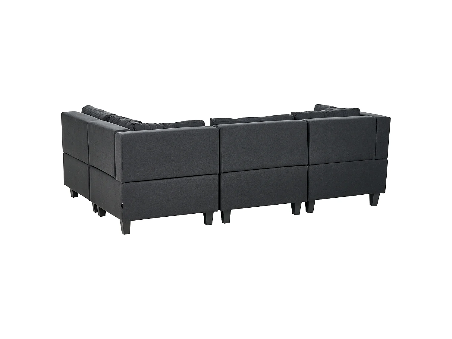 Canapé d'angle modulable UNSTAD Tissu Noir avec ottoman 4 places Côté gauche