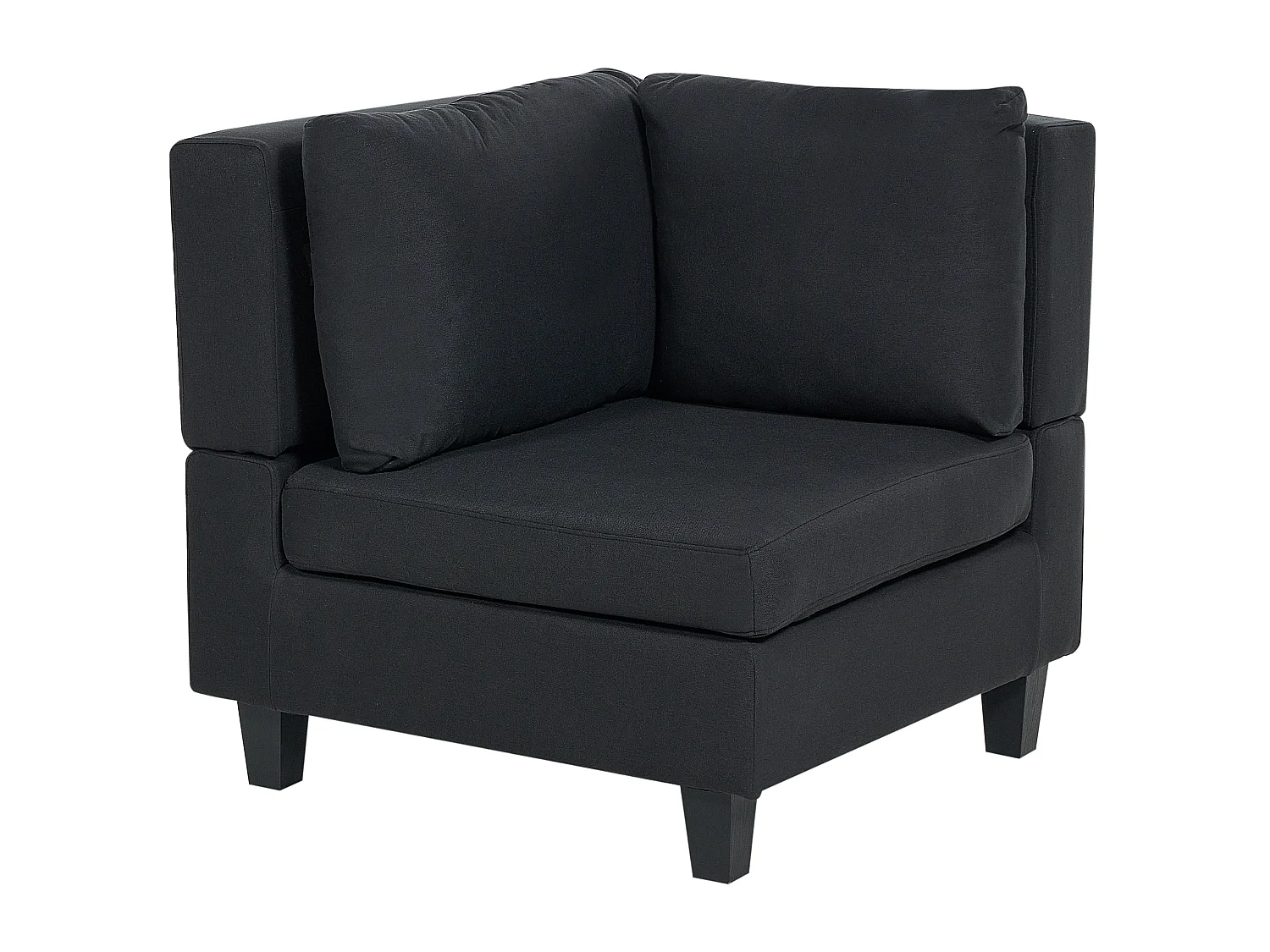 Canapé d'angle modulable UNSTAD Tissu Noir avec ottoman 4 places Côté gauche