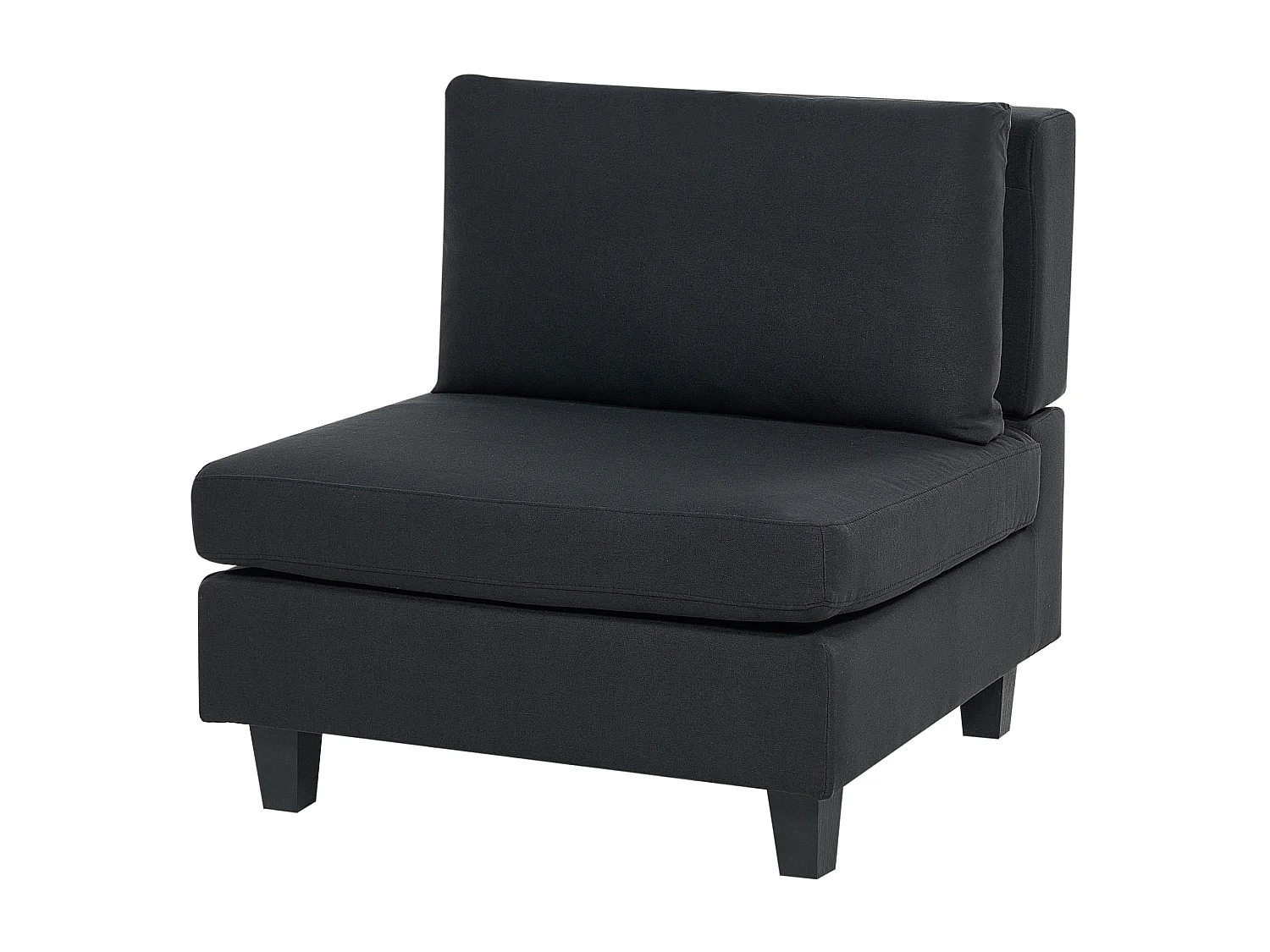 Canapé d'angle modulable UNSTAD Tissu Noir avec ottoman 4 places Côté gauche