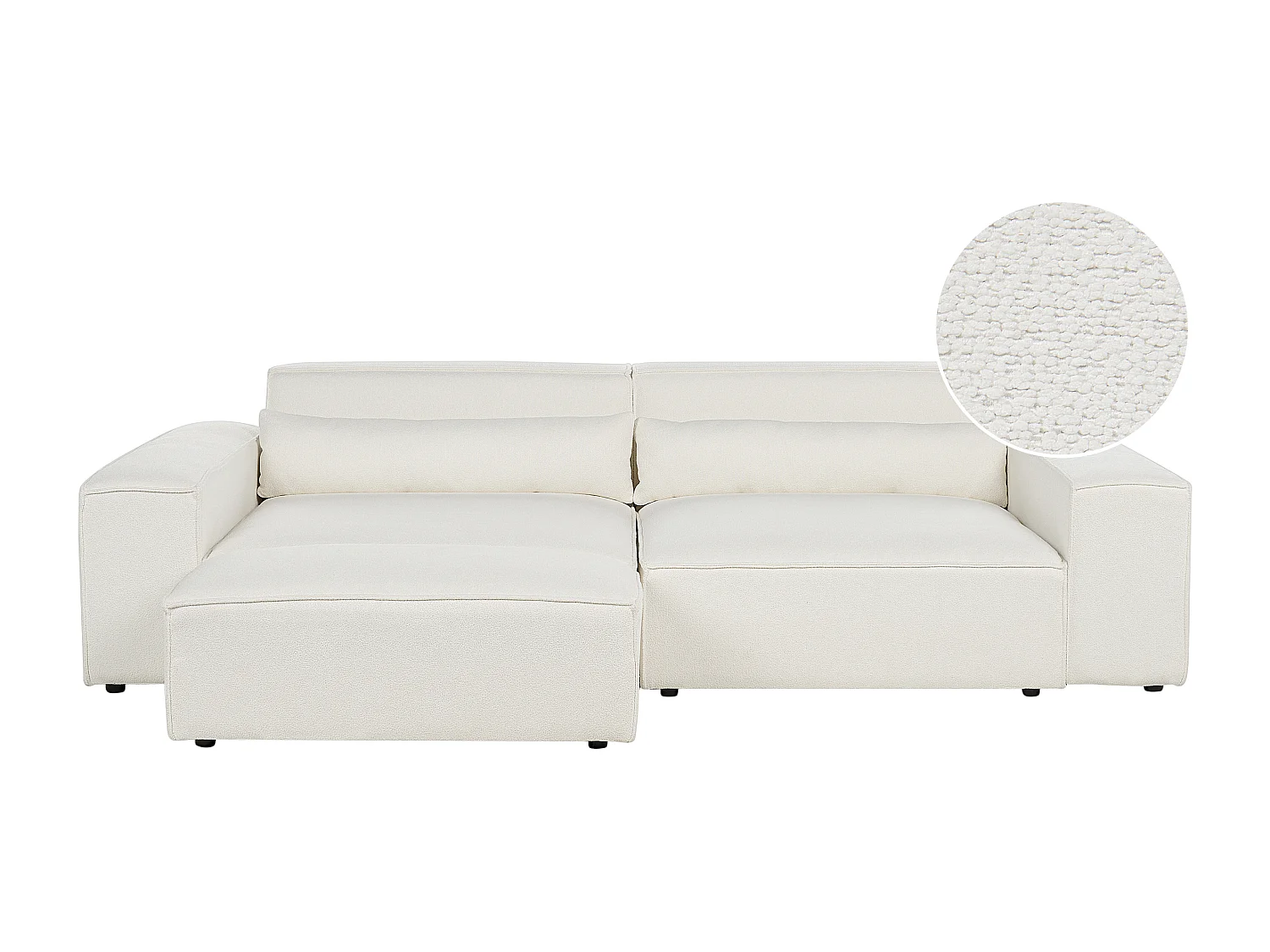 Canapé modulable HELLNAR Bouclé Blanc cassé avec ottoman 2 places