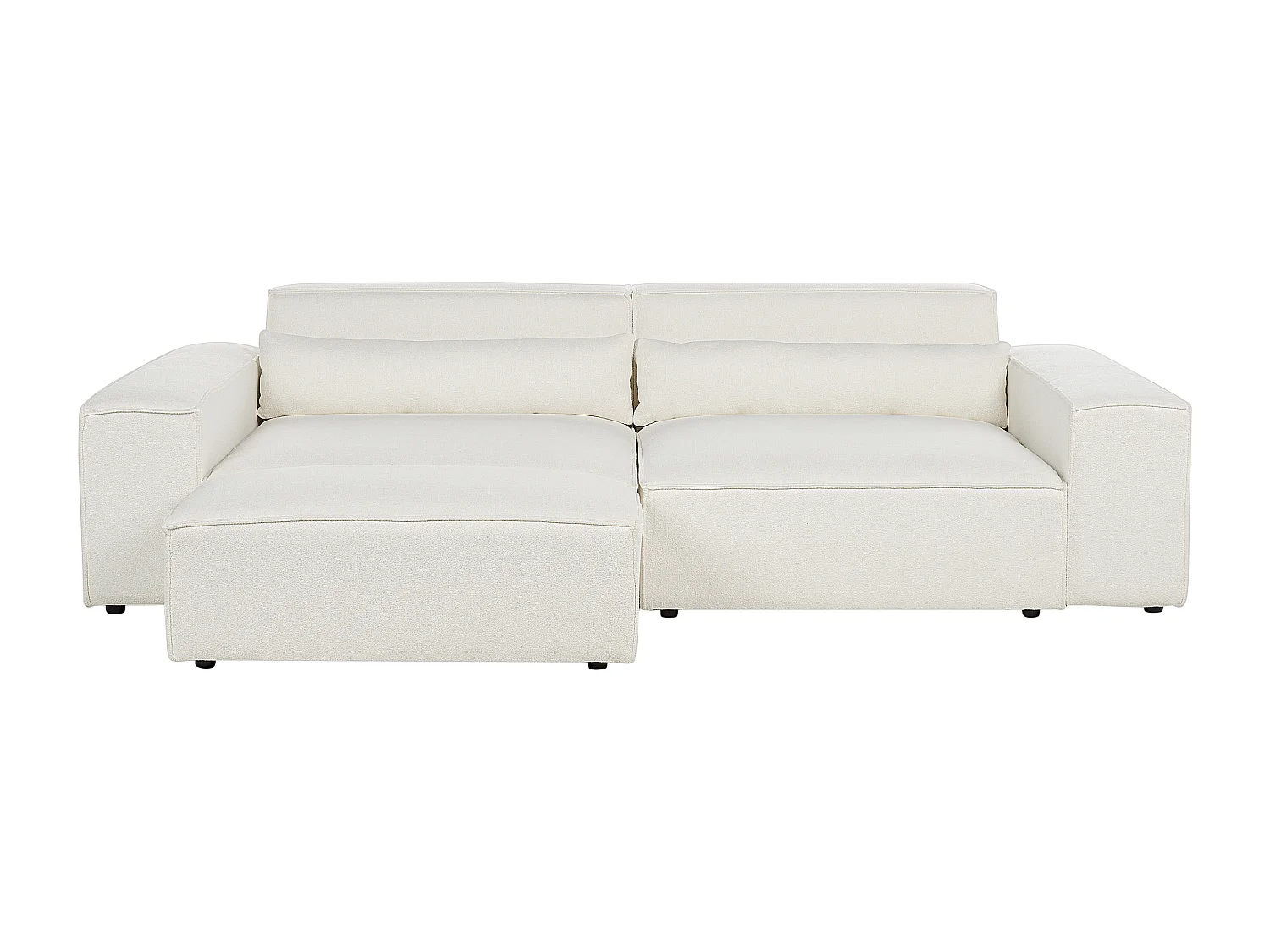 Canapé modulable HELLNAR Bouclé Blanc cassé avec ottoman 2 places